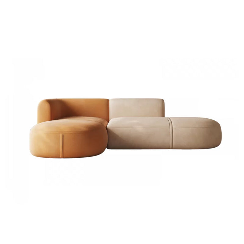 Minimalist 27.6-In H Sofa and Chaise Brown & Beige Sofa with One Side Arm