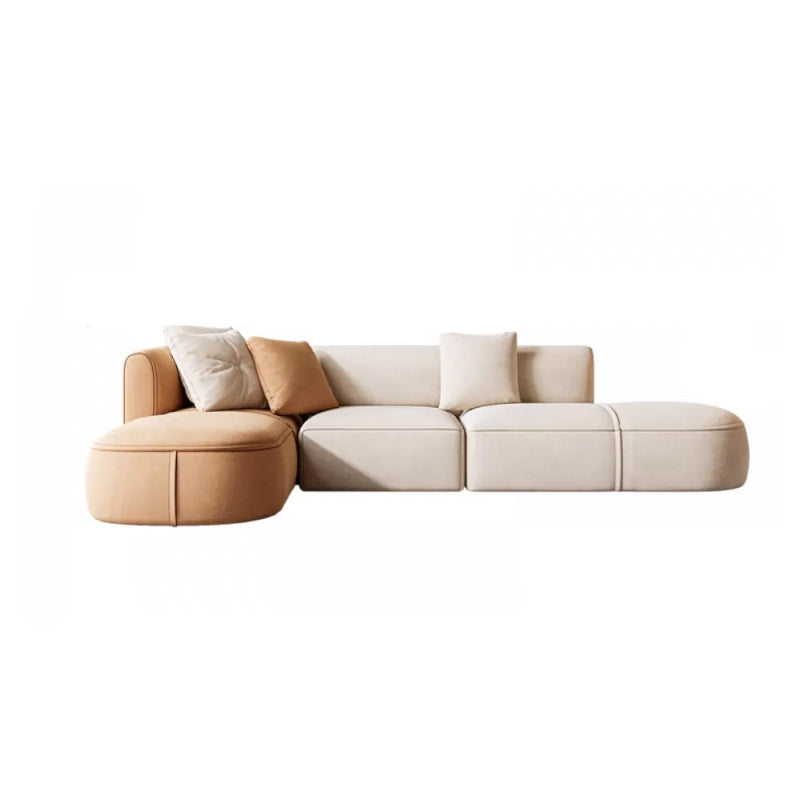 Minimalist 27.6-In H Sofa and Chaise Brown & Beige Sofa with One Side Arm