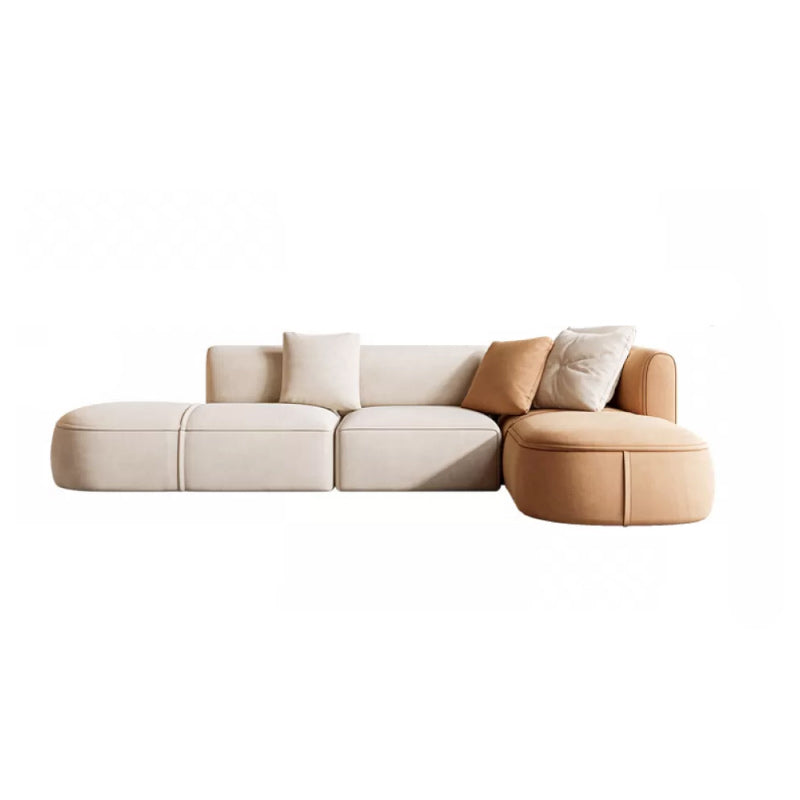 Minimalist 27.6-In H Sofa and Chaise Brown & Beige Sofa with One Side Arm