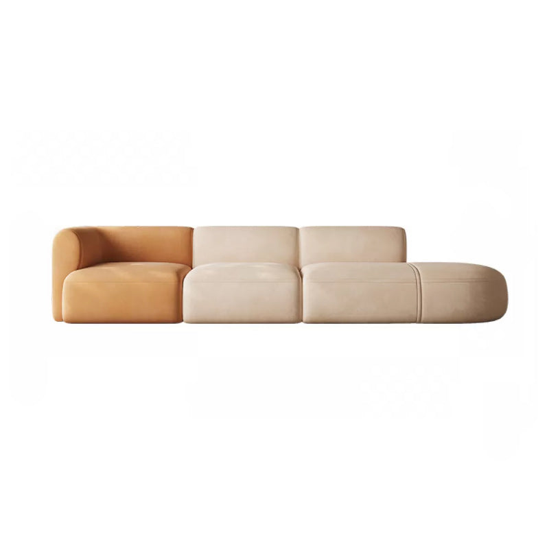 Minimalist 27.6-In H Sofa and Chaise Brown & Beige Sofa with One Side Arm