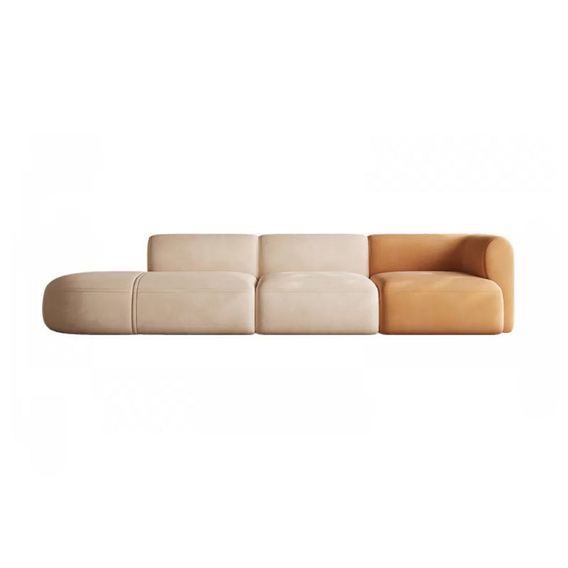 Minimalist 27.6-In H Sofa and Chaise Brown & Beige Sofa with One Side Arm