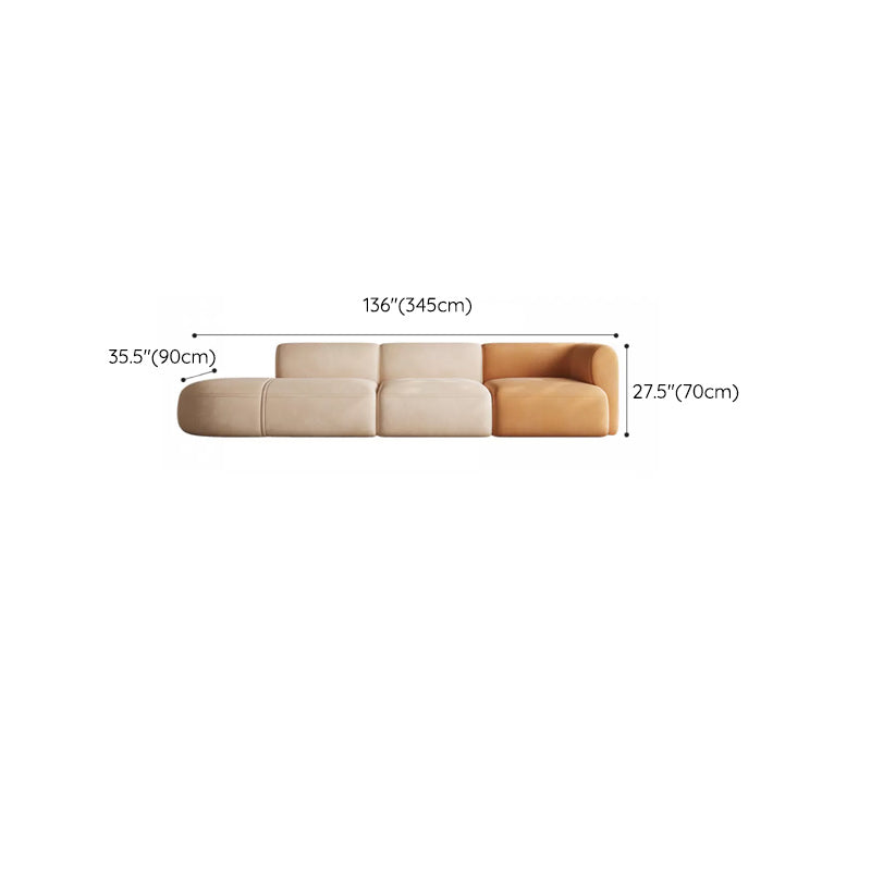 Minimalist 27.6-In H Sofa and Chaise Brown & Beige Sofa with One Side Arm