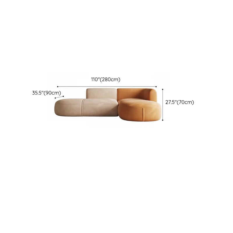 Minimalist 27.6-In H Sofa and Chaise Brown & Beige Sofa with One Side Arm