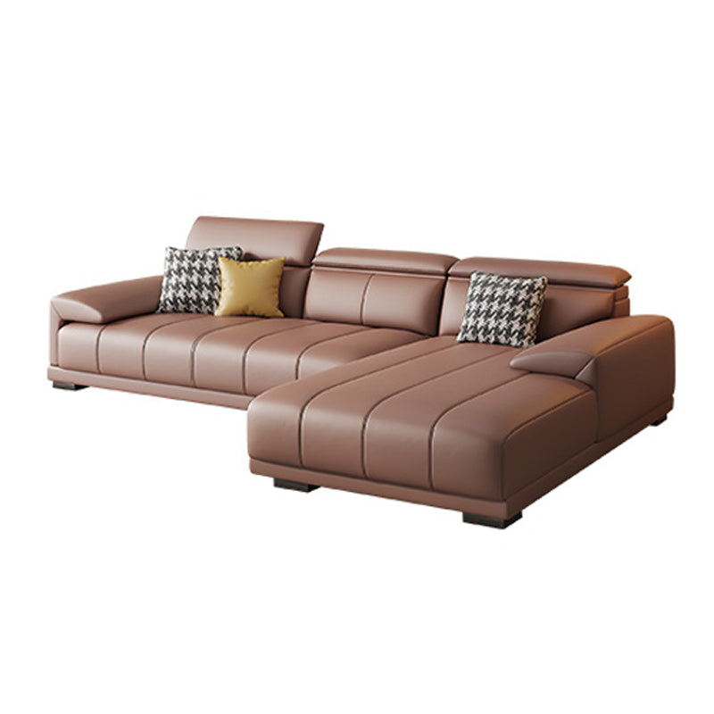 Faux Leather Sofa and Chaise Pillow Top Arm Sewn Pillow Back Seating