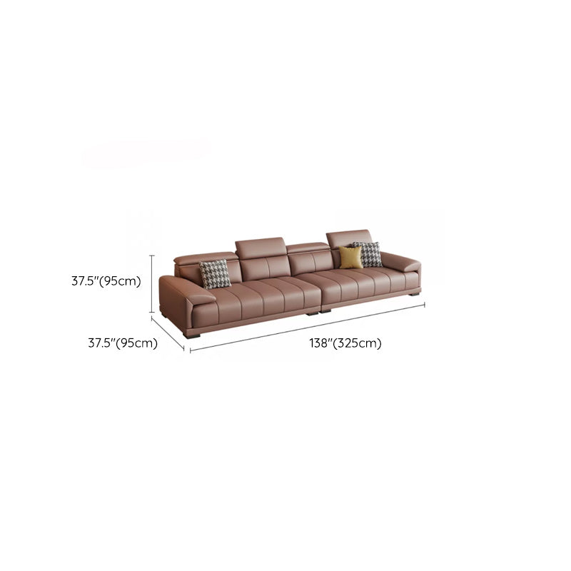 Faux Leather Sofa and Chaise Pillow Top Arm Sewn Pillow Back Seating