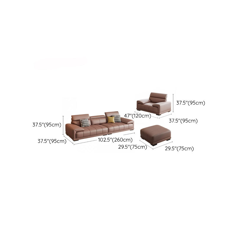 Faux Leather Sofa and Chaise Pillow Top Arm Sewn Pillow Back Seating