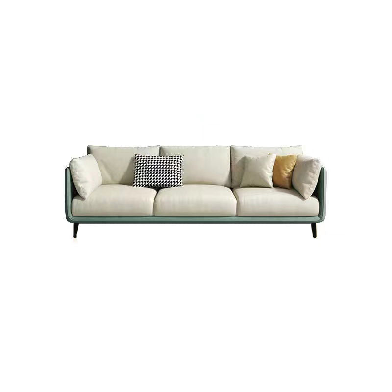 Glam Living Room 3-seater Sofa Leather Pillow Top Arm Seating