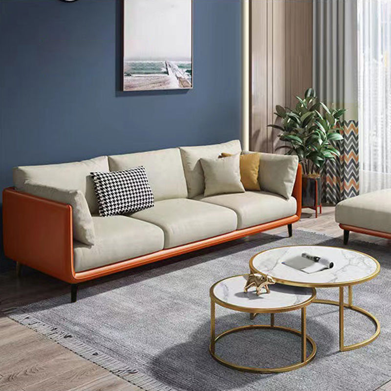 Glam Living Room 3-seater Sofa Leather Pillow Top Arm Seating