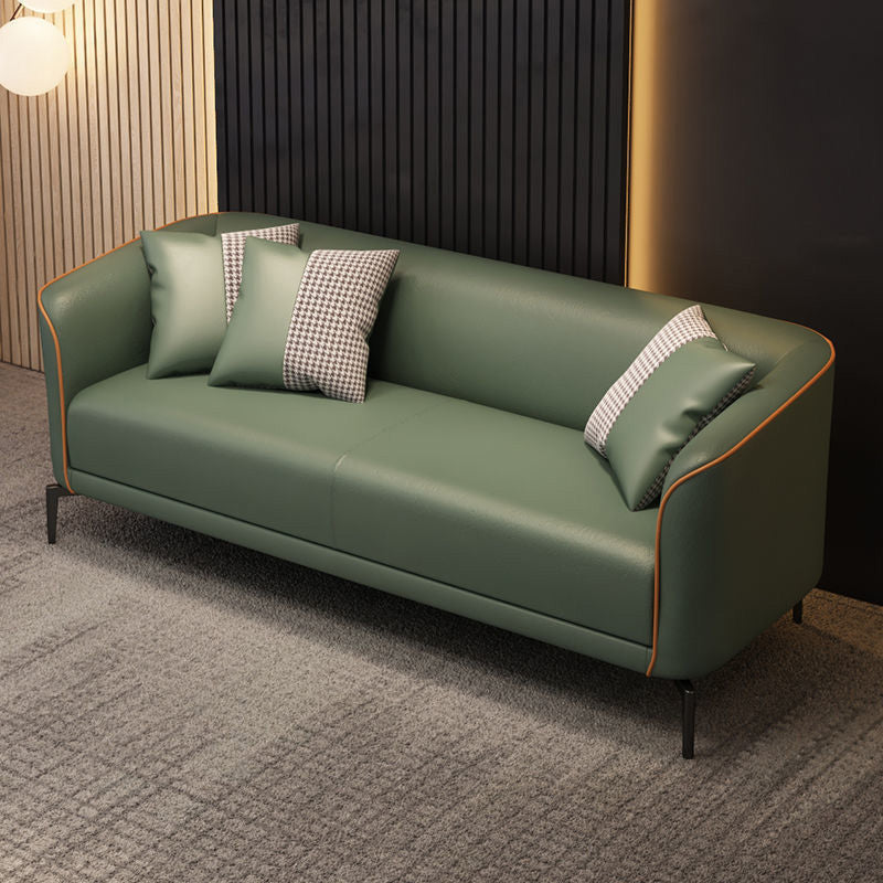 Industrial Living Room Sofa Leather Tuxedo Arm Black Seating