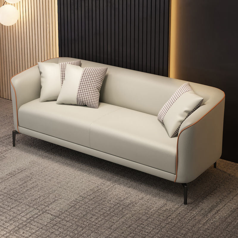 Industrial Living Room Sofa Leather Tuxedo Arm Black Seating