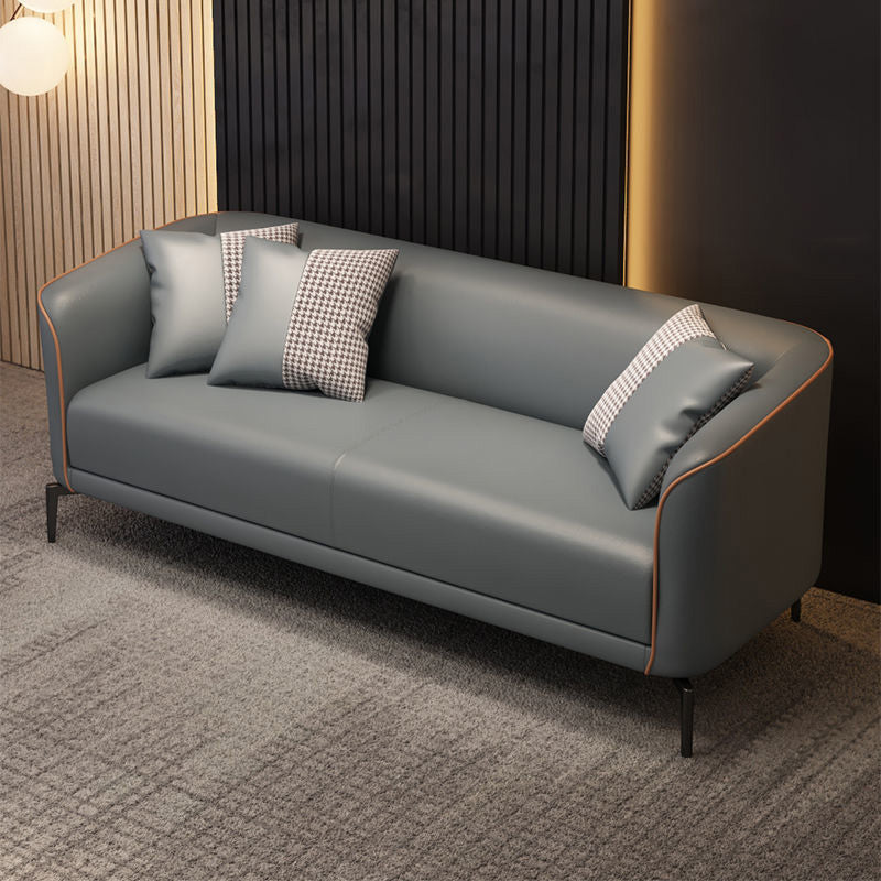 Industrial Living Room Sofa Leather Tuxedo Arm Black Seating