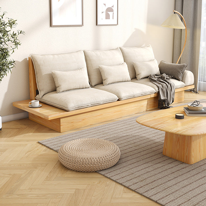 Scandinavian Fabric Living Room Sofa Loose Back White Seating