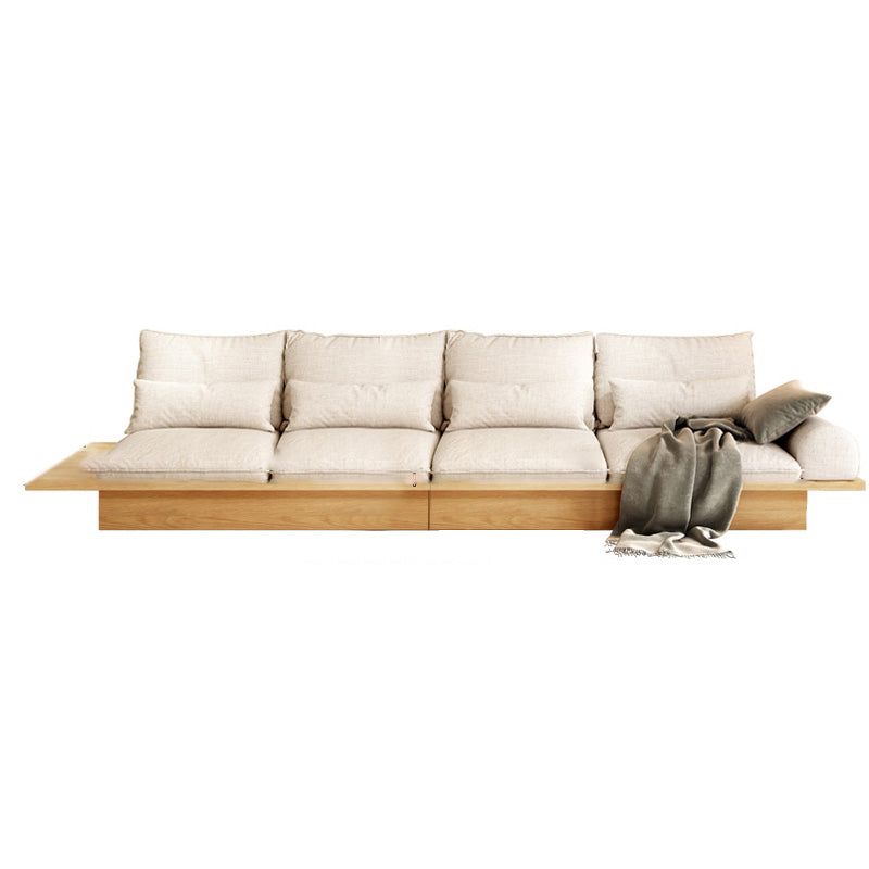 Scandinavian Fabric Living Room Sofa Loose Back White Seating