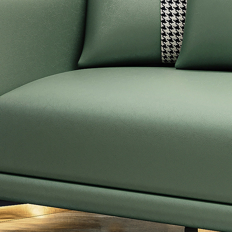 Sloped Arm Single Cushion Sofa Modern 25.2" H Faux Leather Sofa with Pillows