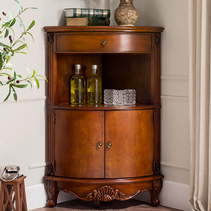 Mid-Century Modern Cabinet with Doors and Cabriole Legs in Solid Wood