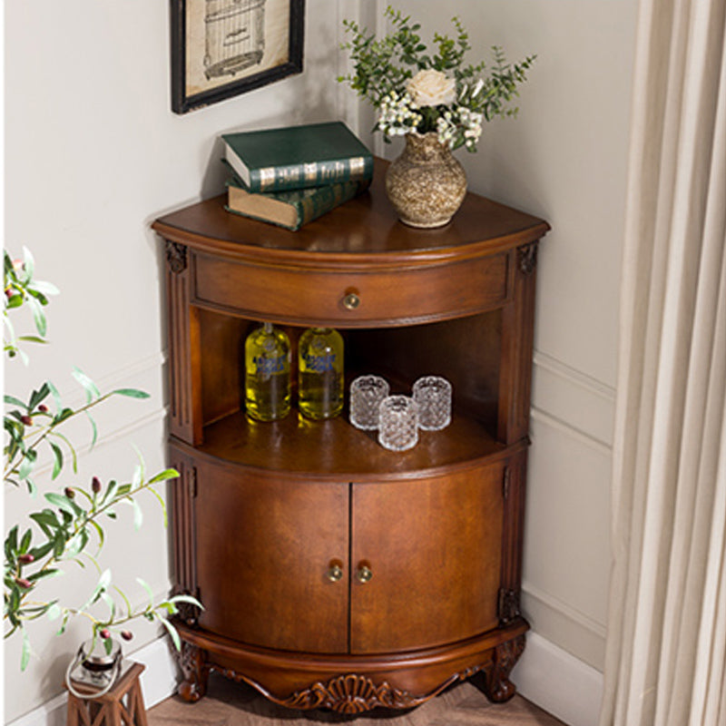 Mid-Century Modern Cabinet with Doors and Cabriole Legs in Solid Wood