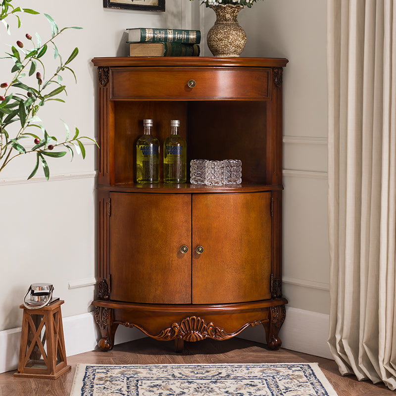 Mid-Century Modern Cabinet with Doors and Cabriole Legs in Solid Wood