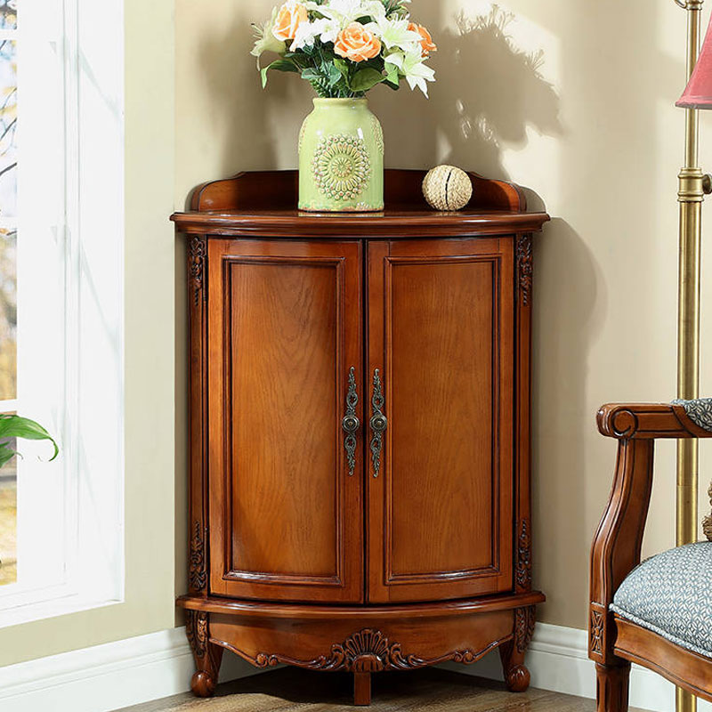 Mid-Century Modern Cabinet with Doors and Cabriole Legs in Solid Wood