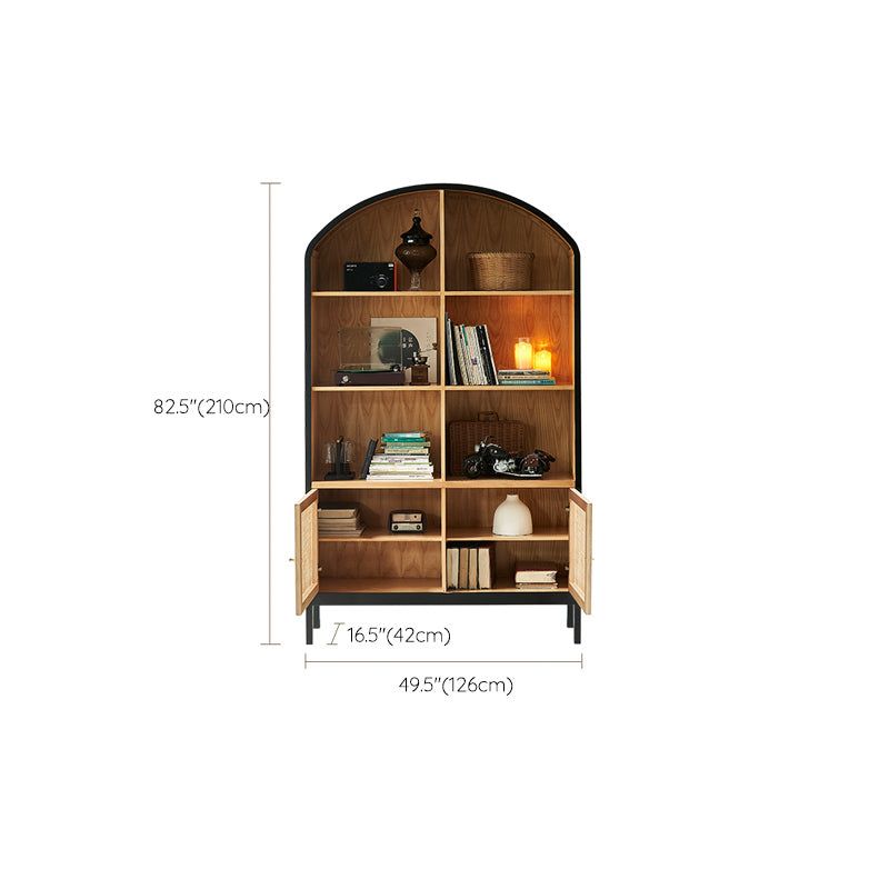 Mid-Century Modern Black Accent Cabinet with 8 Shelves in Solid Wood