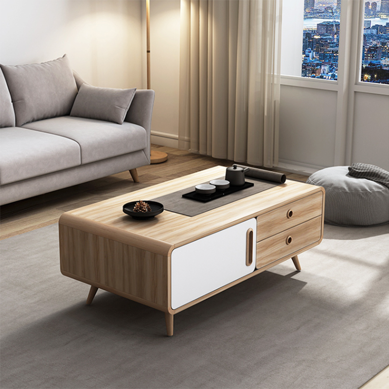 Natural 1 Single Coffee Table Modern 1 - Door Cocktail Table with Storage