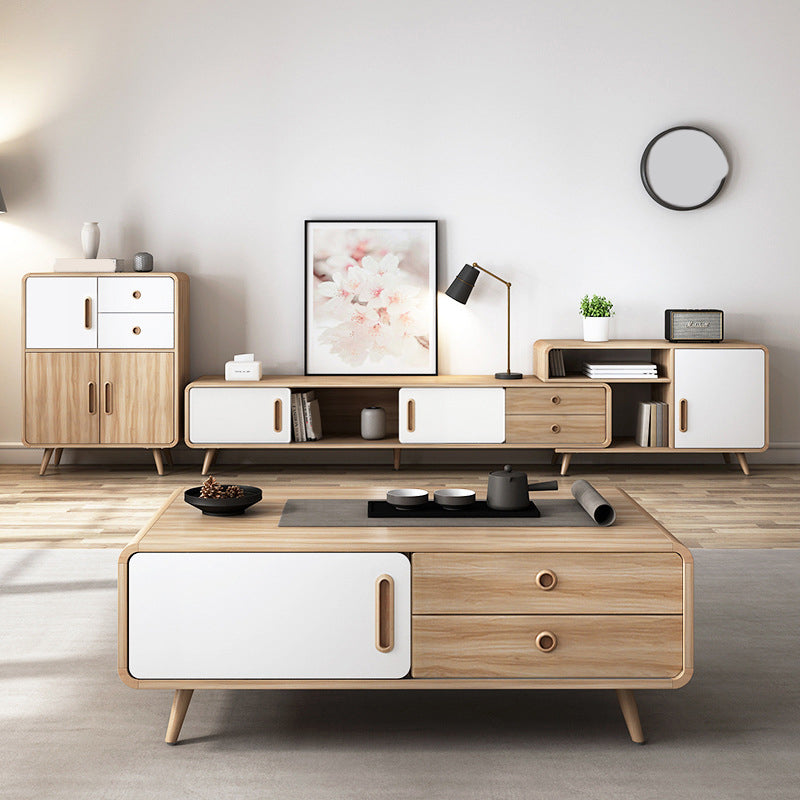 Natural 1 Single Coffee Table Modern 1 - Door Cocktail Table with Storage