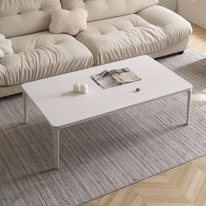 Modernism Sate Top Coffee Table Rectangular 4 Legs Cocktail Table in White