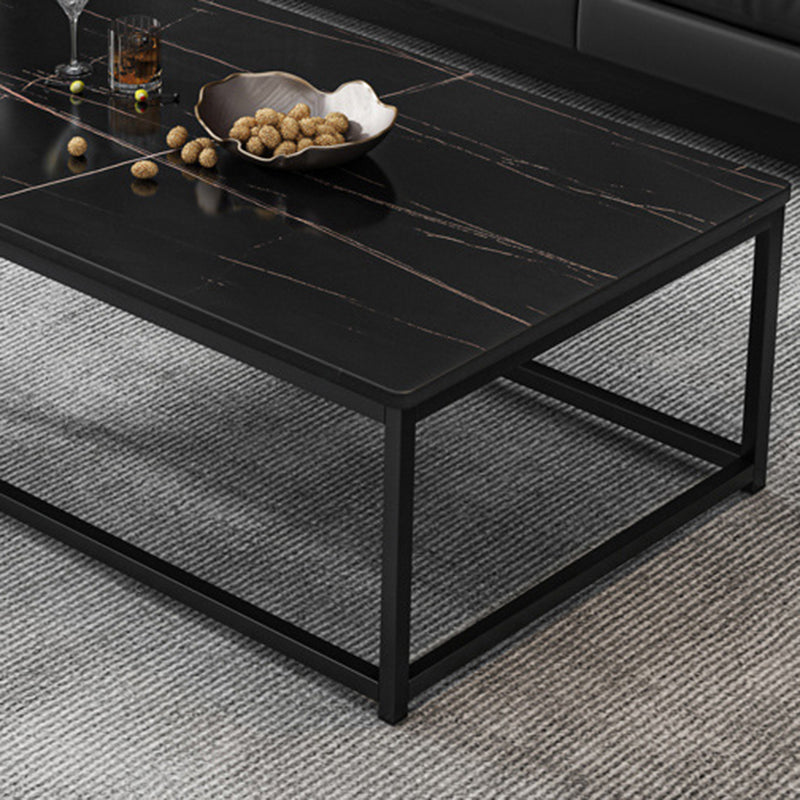 Modern Style Rectangular Simple Coffee Table with Shelf - 16.5" H