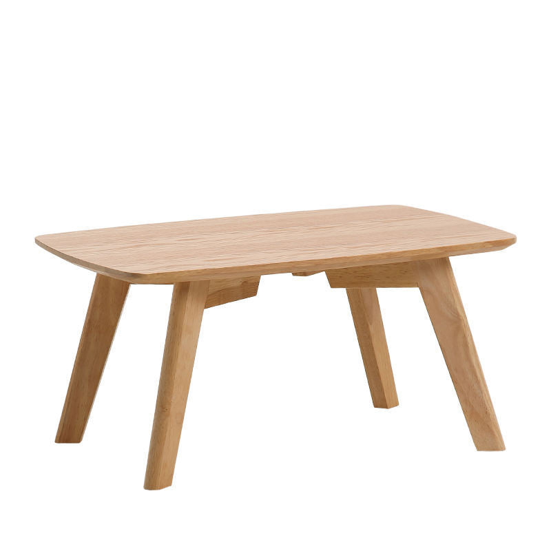 Solid Wood 4 Legs Coffee Table Modern 11.8" H Cocktail Table