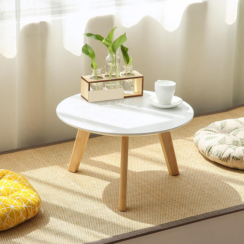 Solid Wood 4 Legs Coffee Table Modern 11.8" H Cocktail Table