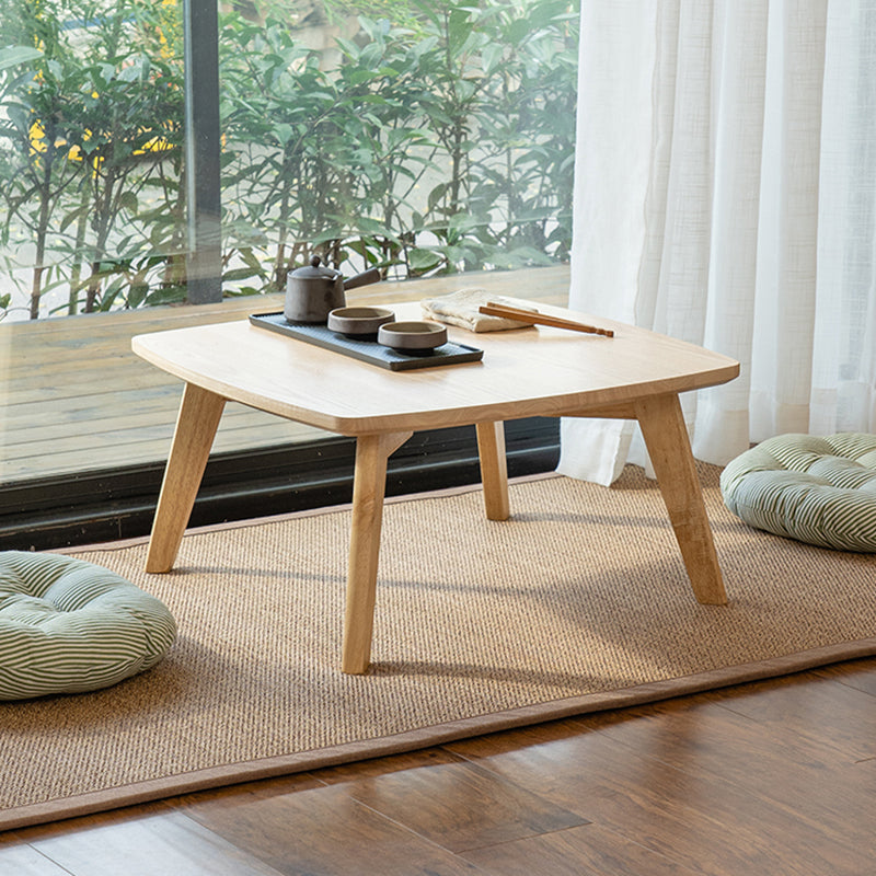 Solid Wood 4 Legs Coffee Table Modern 11.8" H Cocktail Table