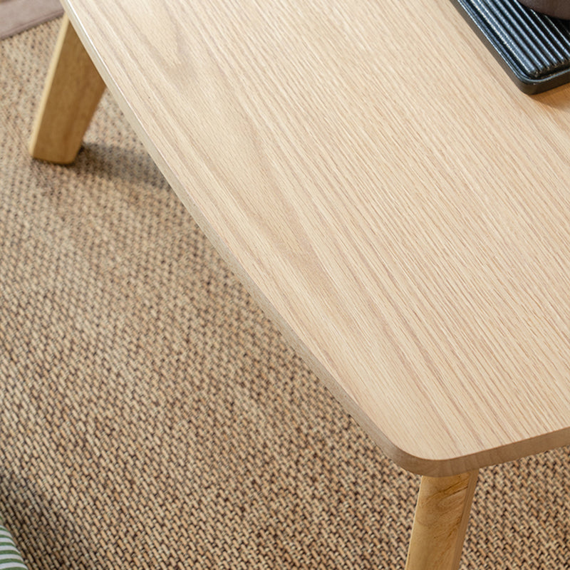 Solid Wood 4 Legs Coffee Table Modern 11.8" H Cocktail Table