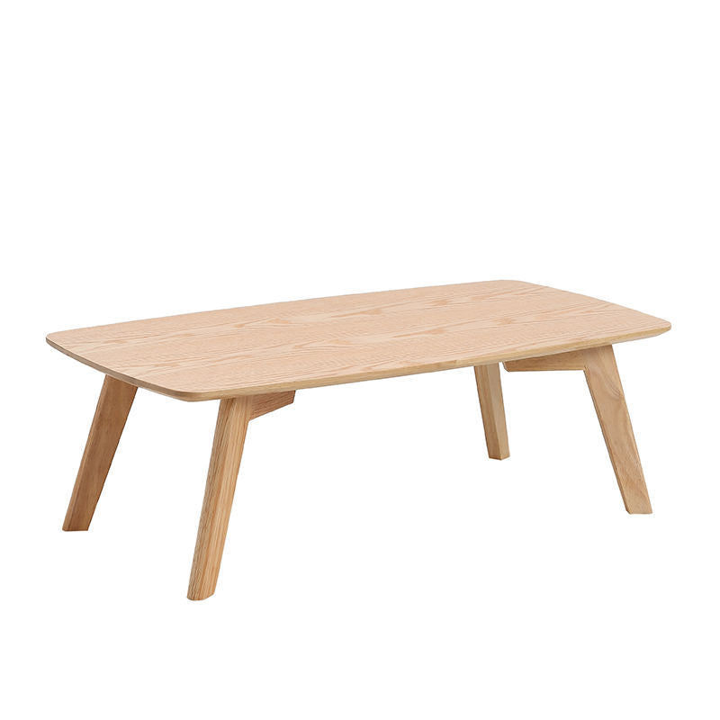 Solid Wood 4 Legs Coffee Table Modern 11.8" H Cocktail Table