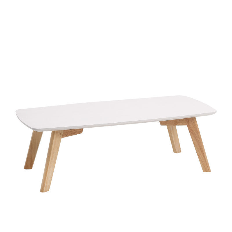 Solid Wood 4 Legs Coffee Table Modern 11.8" H Cocktail Table