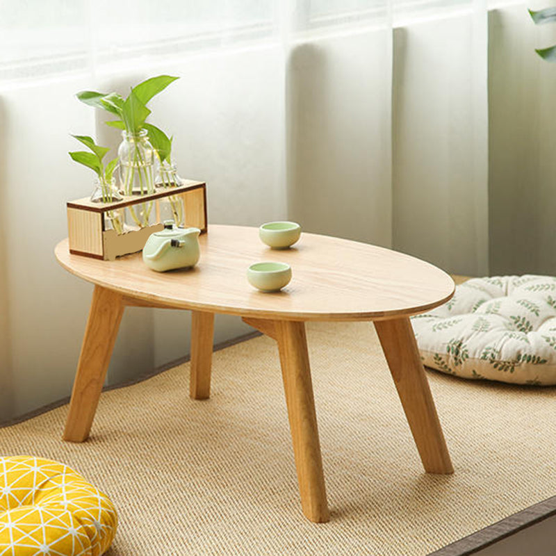 Solid Wood 4 Legs Coffee Table Modern 11.8" H Cocktail Table