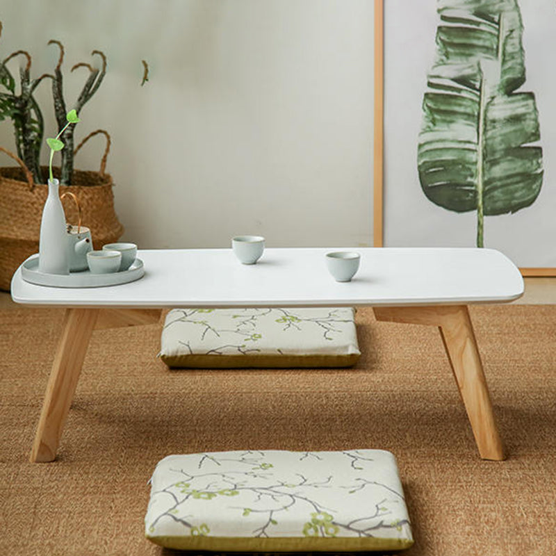 Solid Wood 4 Legs Coffee Table Modern 11.8" H Cocktail Table