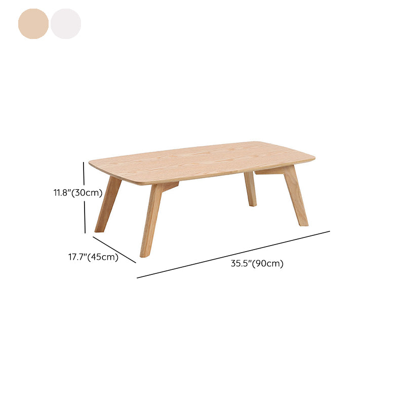 Solid Wood 4 Legs Coffee Table Modern 11.8" H Cocktail Table