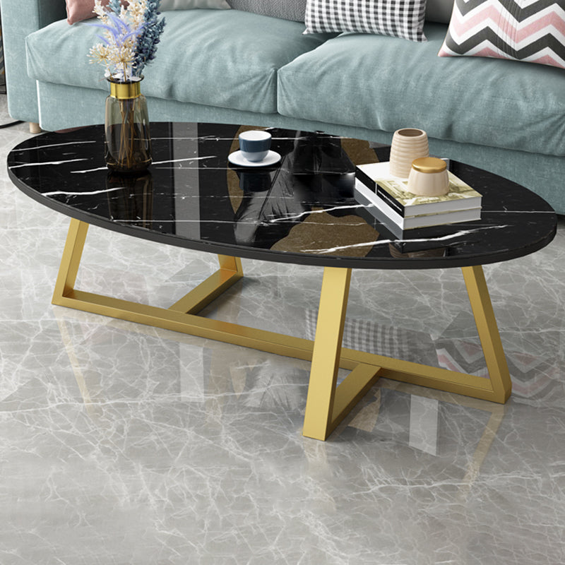 Glam Single Oval Coffee Table Cross Legs Coffee Cocktail Table