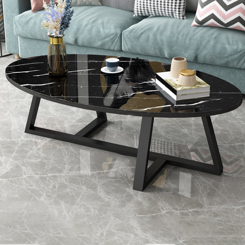 Glam Single Oval Coffee Table Cross Legs Coffee Cocktail Table
