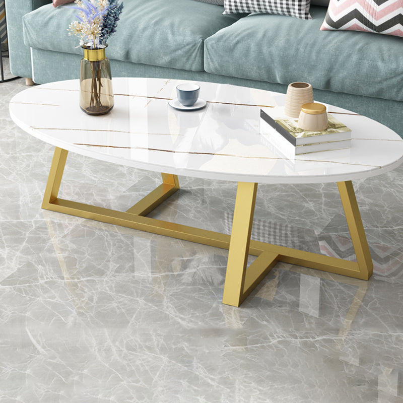 Glam Single Oval Coffee Table Cross Legs Coffee Cocktail Table