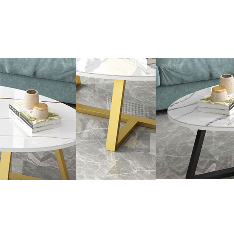 Glam Single Oval Coffee Table Cross Legs Coffee Cocktail Table