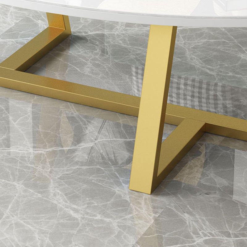 Glam Single Oval Coffee Table Cross Legs Coffee Cocktail Table