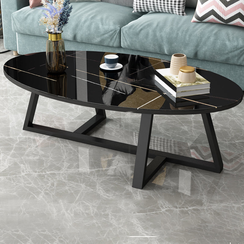 Glam Single Oval Coffee Table Cross Legs Coffee Cocktail Table