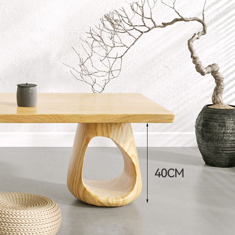 Contemporary 1 Single Coffee Cocktail Table in Pine Wood with 2 Legs