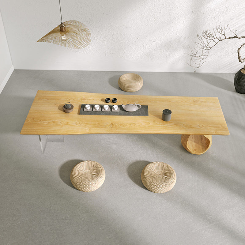 Contemporary 1 Single Coffee Cocktail Table in Pine Wood with 2 Legs