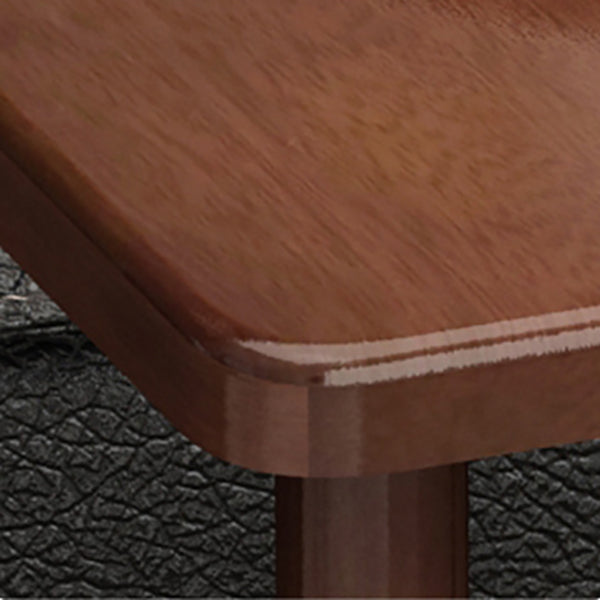 Modern Solid Wood End Slide Table 4 Legs with Shelf Double Tier Side Table