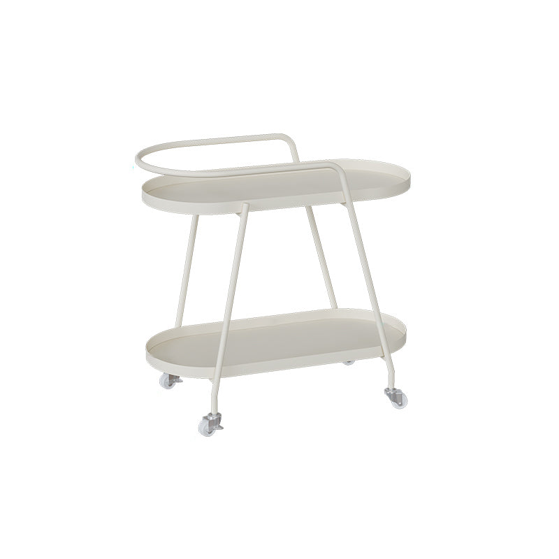 Oval 2-Tier End Table with Casters Modern Side Table with Wheels