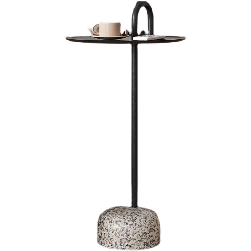 Mid-Century Side Table Metal Pedestal Tray Top End Table for Living Room