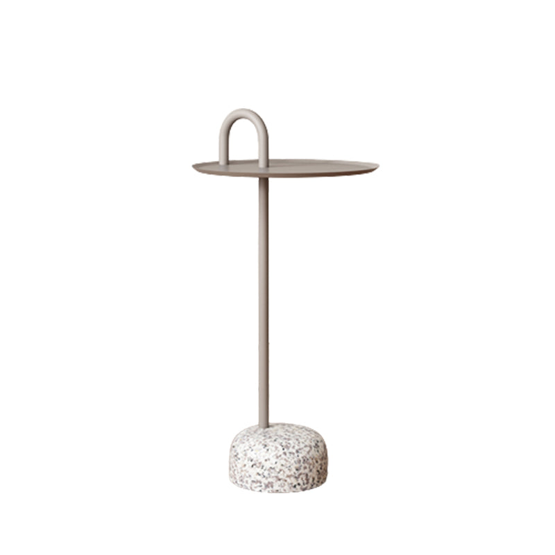 Mid-Century Side Table Metal Pedestal Tray Top End Table for Living Room