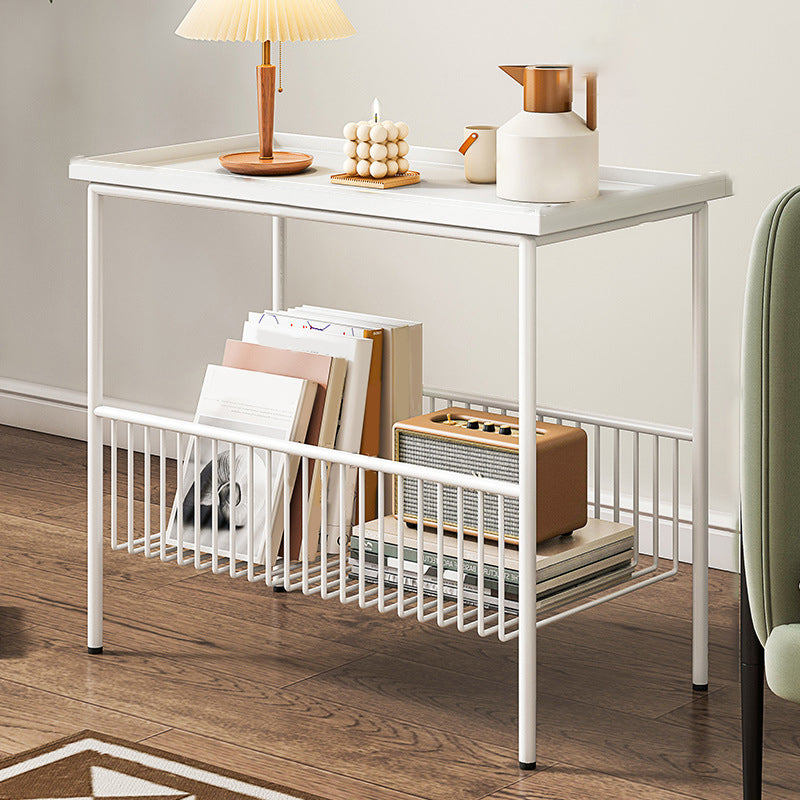 Rectangle Tray Top Side Table Iron Base End Table with Storage