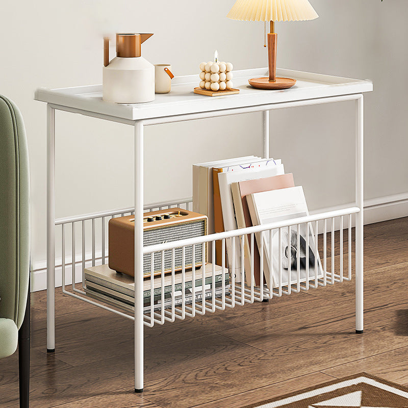 Rectangle Tray Top Side Table Iron Base End Table with Storage